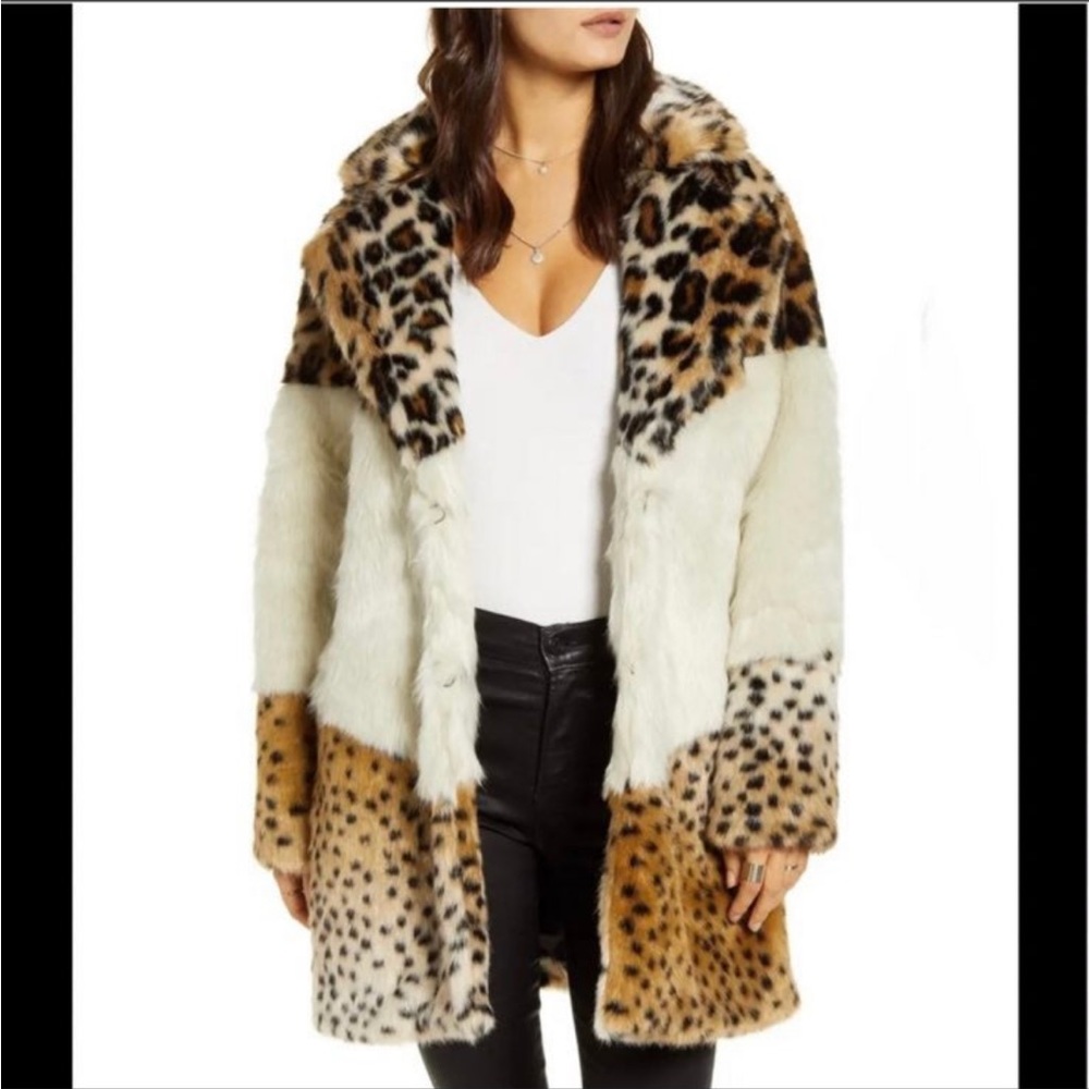 Blank NYC Leopard Print Faux Fur Coat NWOT